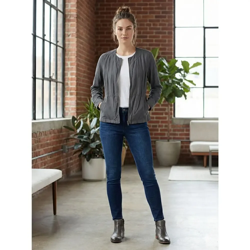 Eileen Fisher Womens XS Minimalist Quiet Luxury Career Office Artsy Zip‎ Jacket